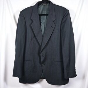 VTG Pierre Cardin Men's 42R Double Breasted Blazer Gray Blue USA Union Made Wool